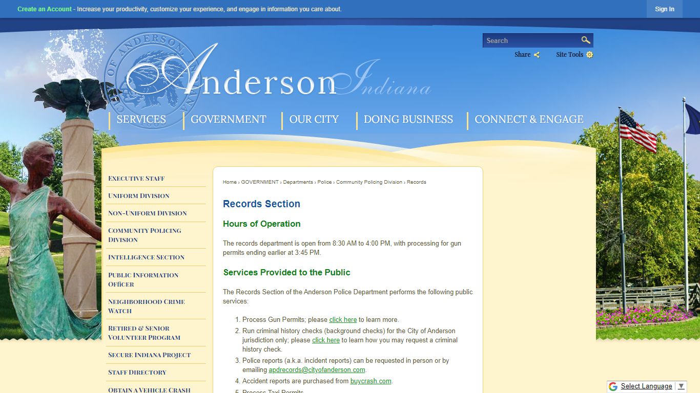 Records Section | Anderson, IN - Official Website